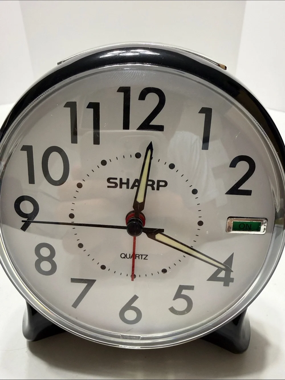 Sharp Black and White Alarm Clock - Classic Table Clock